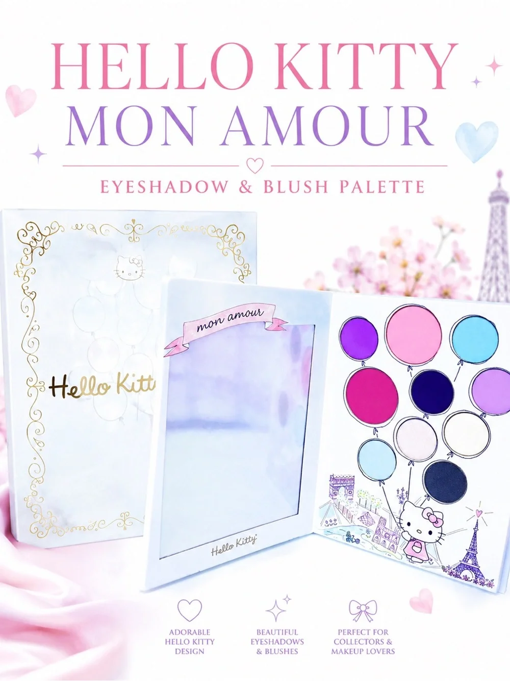 Hello Kitty by Sanrio Mon Amour Eyeshadow & Blush Palette NWT & NIB Collectible